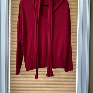 CAbi Red Relaxed Tie Front Hoodie